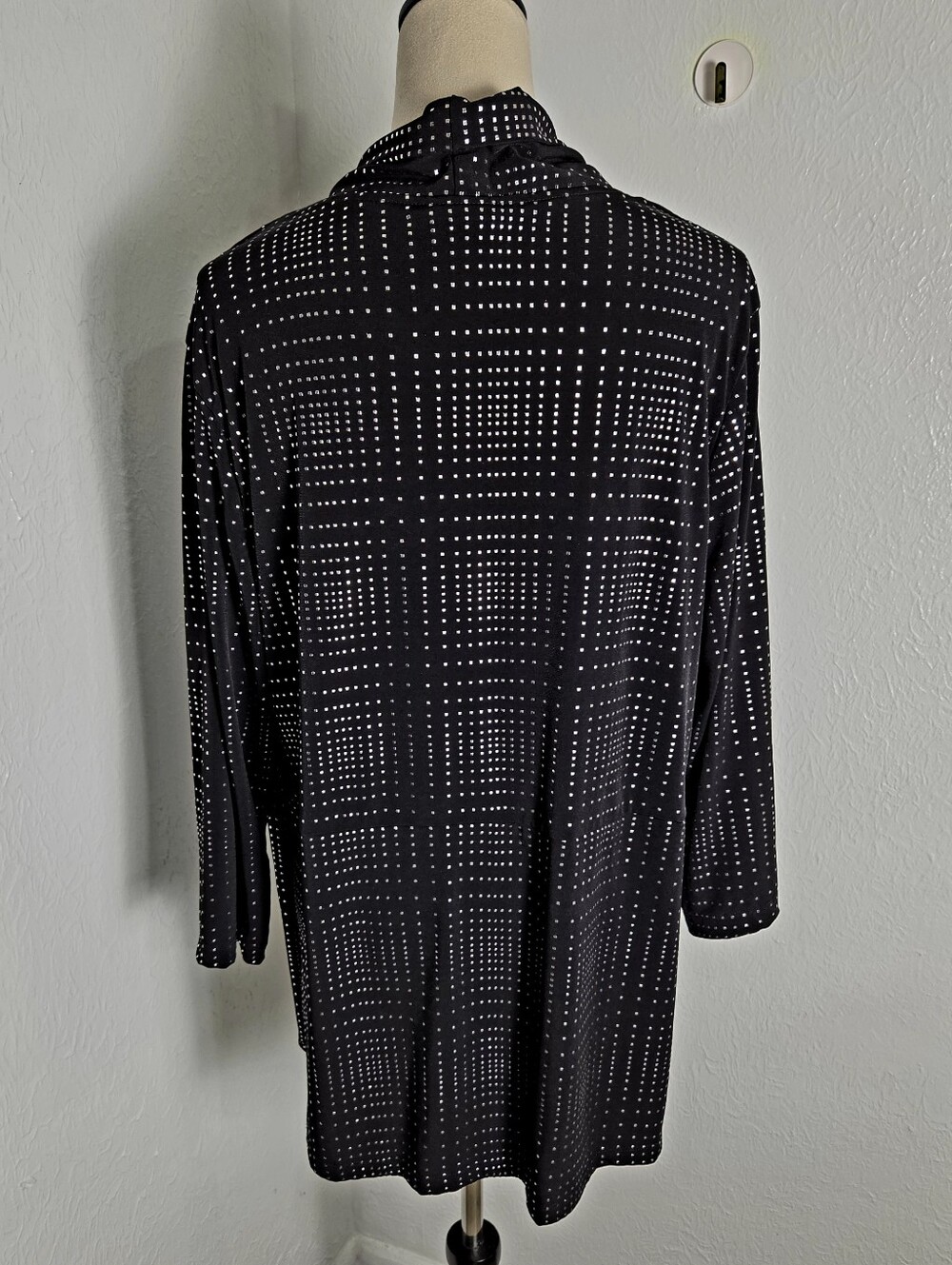 JM Collection Black & Silver Studded Waterfall Jacket with Tank, Size XL - Picture 8 of 11